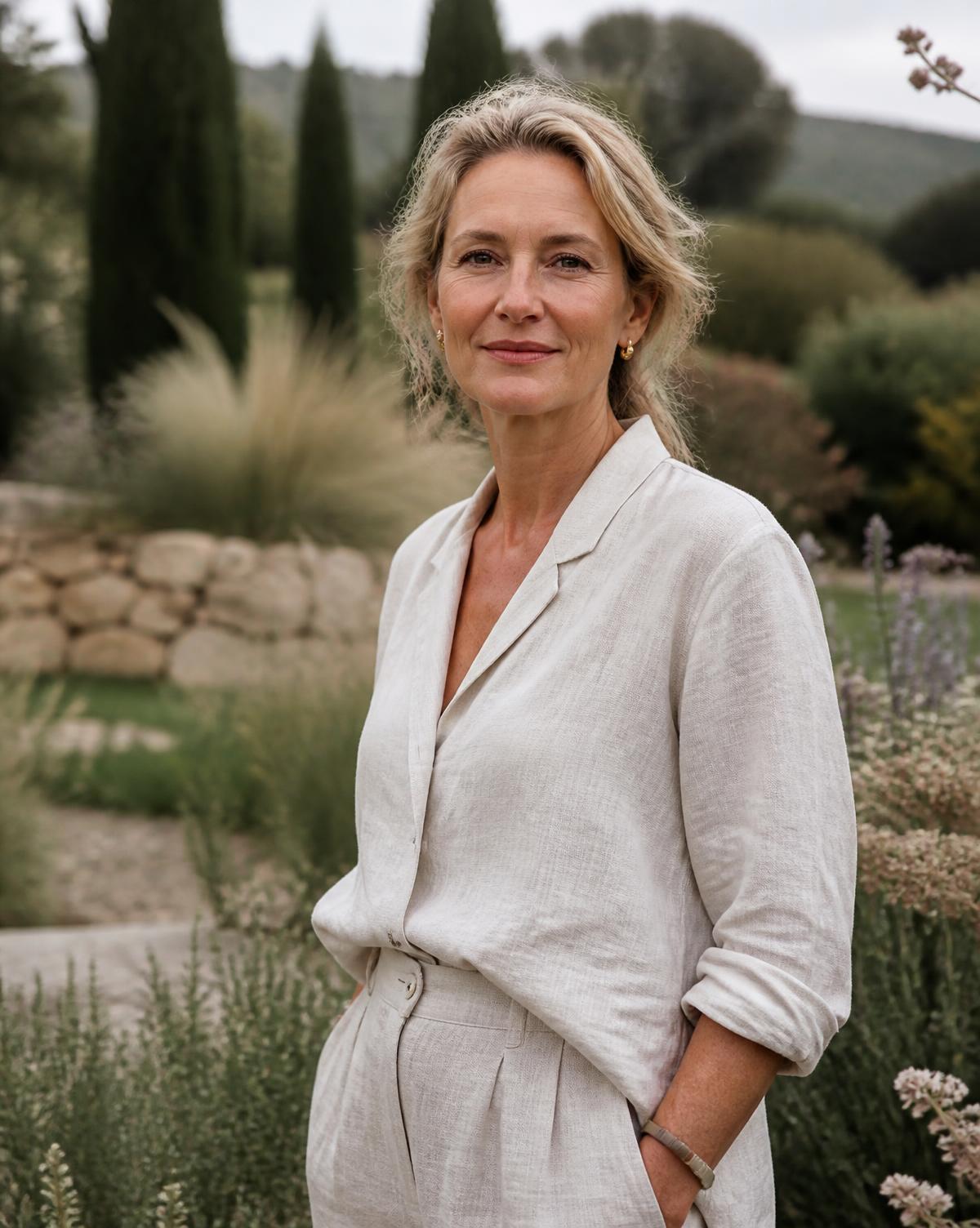 Lara Morabito standing in a Mediterranean garden